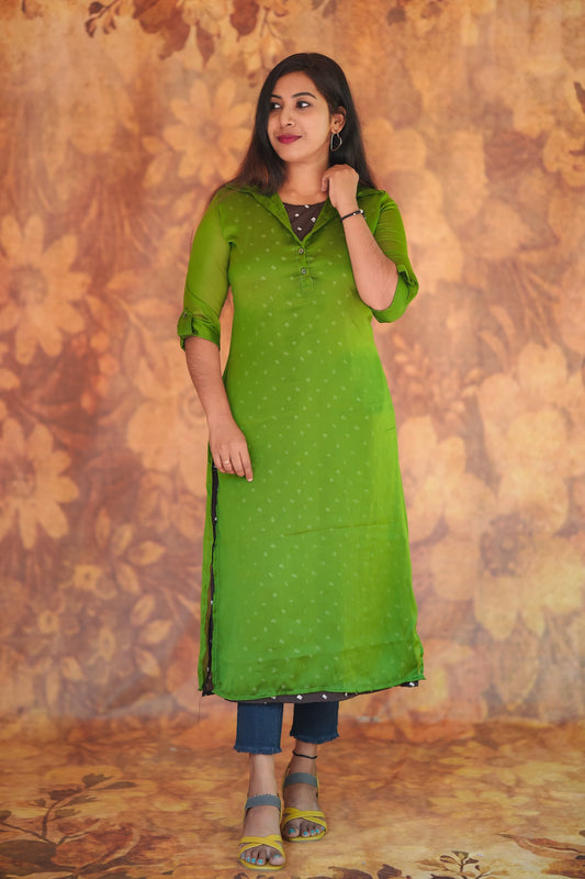 Fabric Butter Crepe Digital print+ Georgette top T1