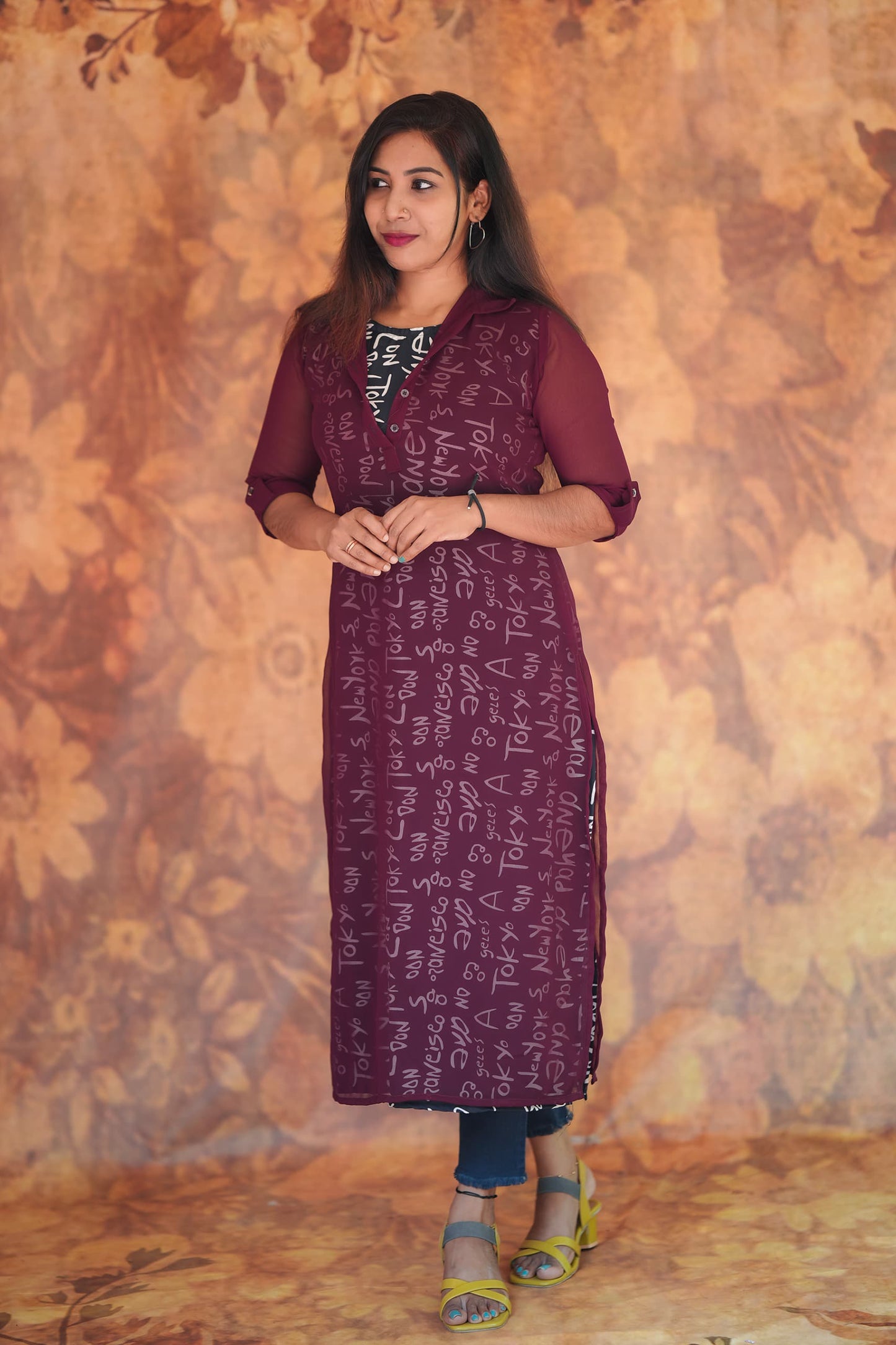 Fabric Butter Crepe Digital print+ Georgette T2