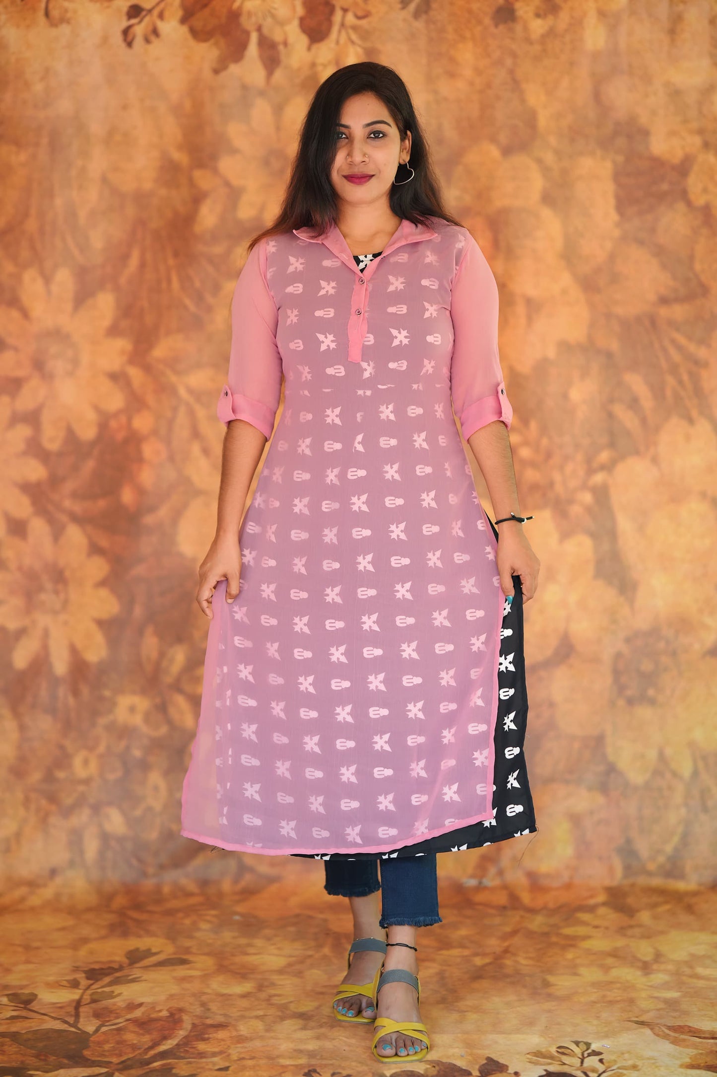 Fabric Butter Crepe Digital print+ Georgette T4