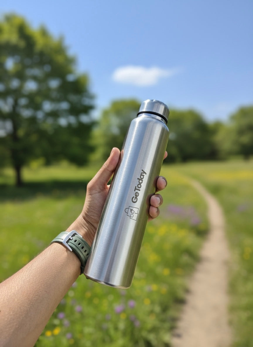 Getoday High-Grade Steel water bottle | Bottle for School, College & Office | Light weight 900ML