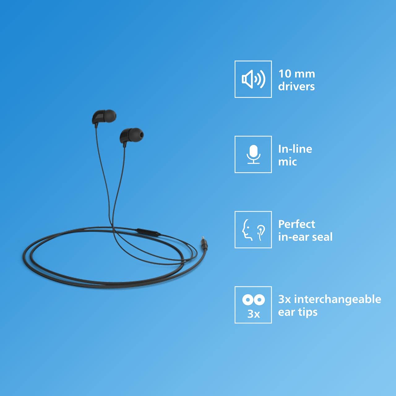 PHILIPS TAE1126BK/94 Wired  (Black, In the Ear)