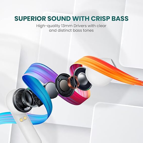 FLiX (Beetel Nitro Buds T12 Ear Buds True Wireless,13MM Drivers & Super Bass,BT v5.0,Low Latency,IPX5 Water Resistant,Ultra Light,Type C Charging,Voice Assistant (T12, White)