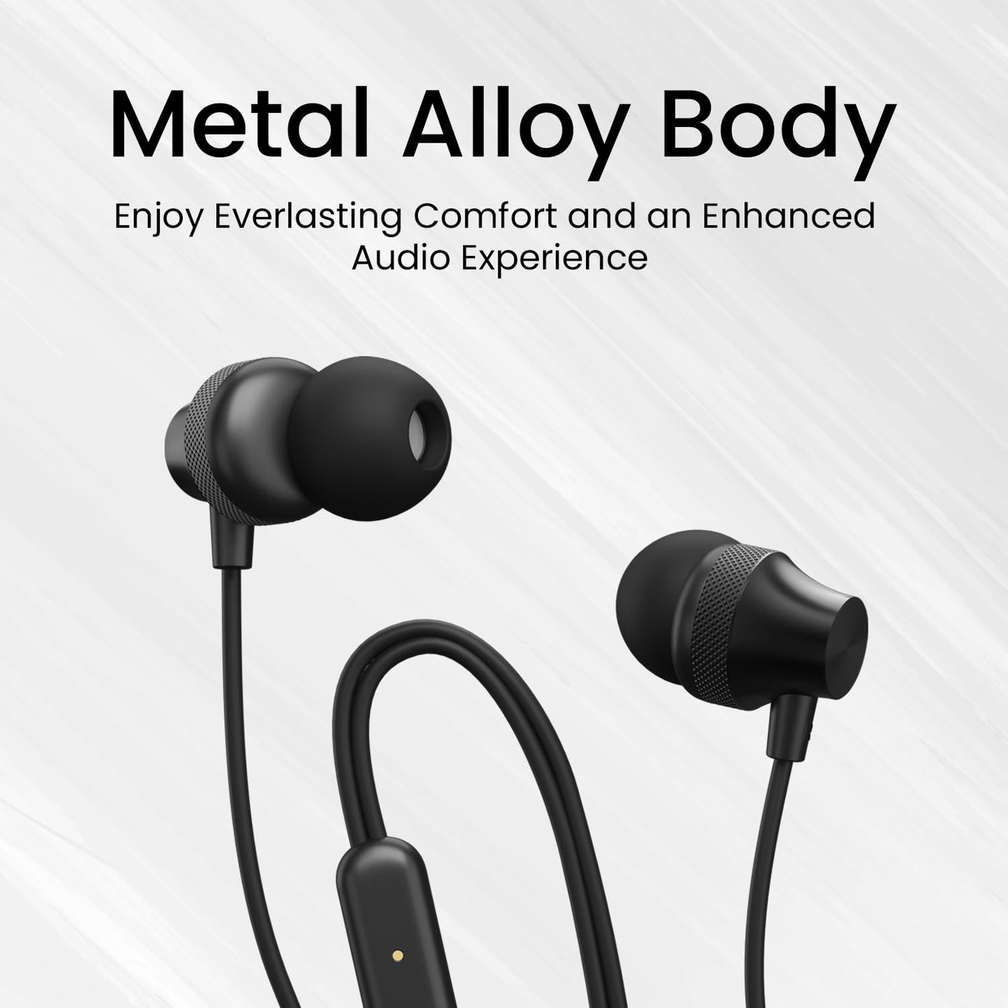 Portronics Conch Beat C in Ear Wired Earphones with Mic, Type C Audio Jack, 10mm Driver, 1.2m TPE Anti Tangle Wire, in line Mic Controls, Powerful Audio, Metal Alloy Body, Wide Compatibility(Black)
