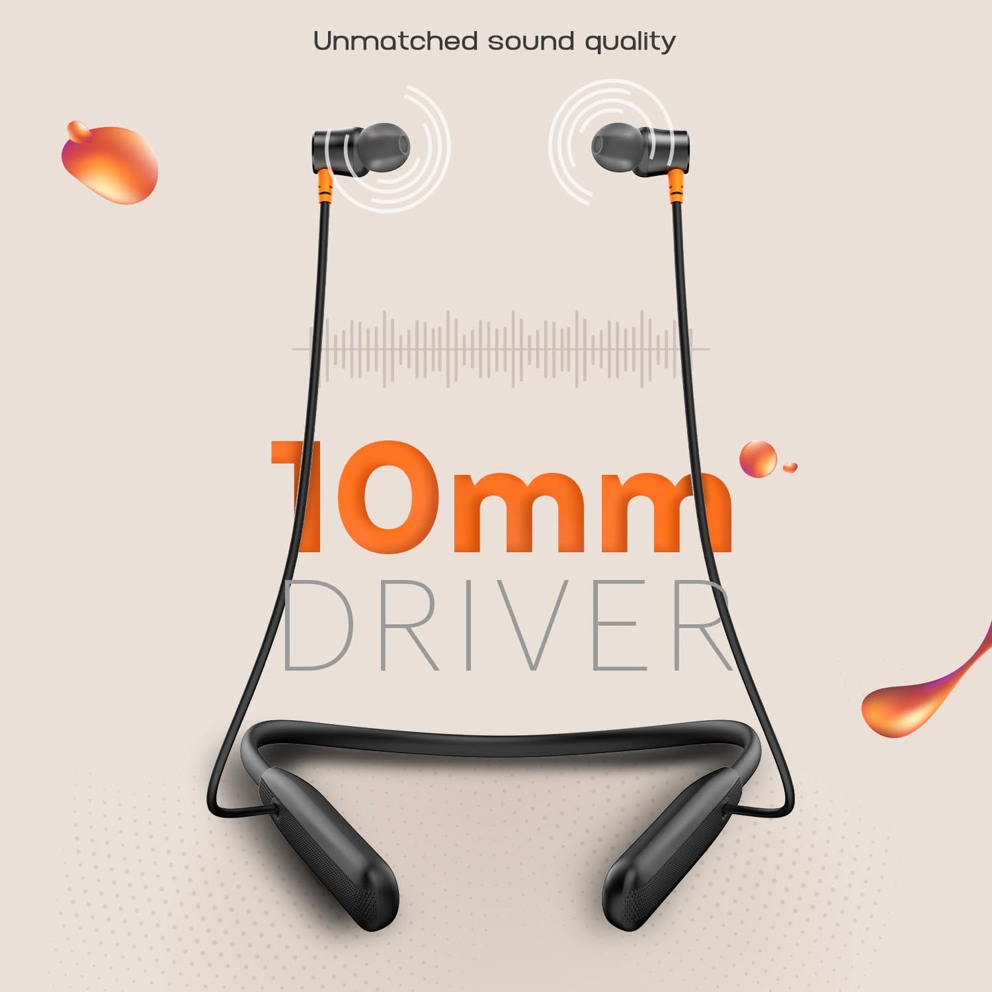 Noise Airwave Bluetooth in Ear Neckband with 50H of Playtime, 3 EQ Modes, ENC for Calling, Low Latency(Upto 50ms), 10mm Driver, BT v5.3(Jet Black)