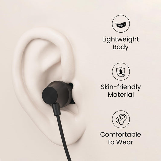 Portronics Conch Beat C in Ear Wired Earphones with Mic, Type C Audio Jack, 10mm Driver, 1.2m TPE Anti Tangle Wire, in line Mic Controls, Powerful Audio, Metal Alloy Body, Wide Compatibility(Black)