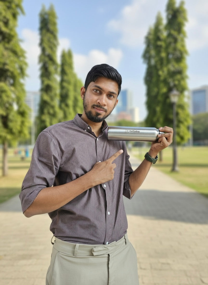 Getoday High-Grade Steel water bottle | Bottle for School, College & Office | Light weight 900ML