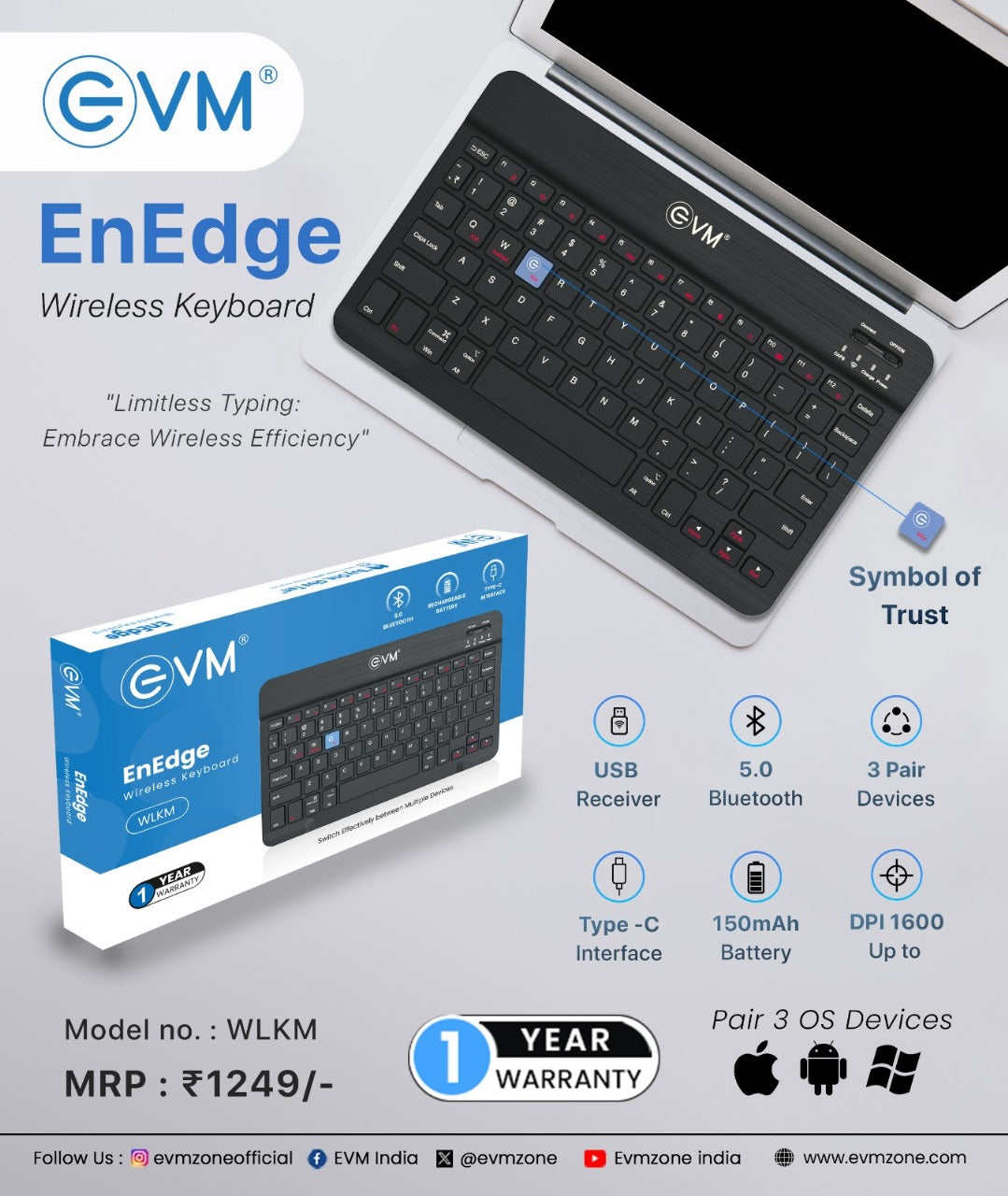 EVM മിനി വയർലെസ് കീബോർഡ്