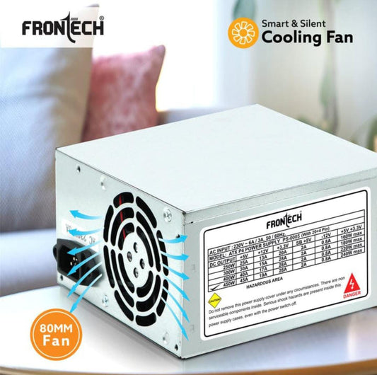 Frontech SMPS for Desktop AC 230V with high efficiency and Smart cooling fan 80mm