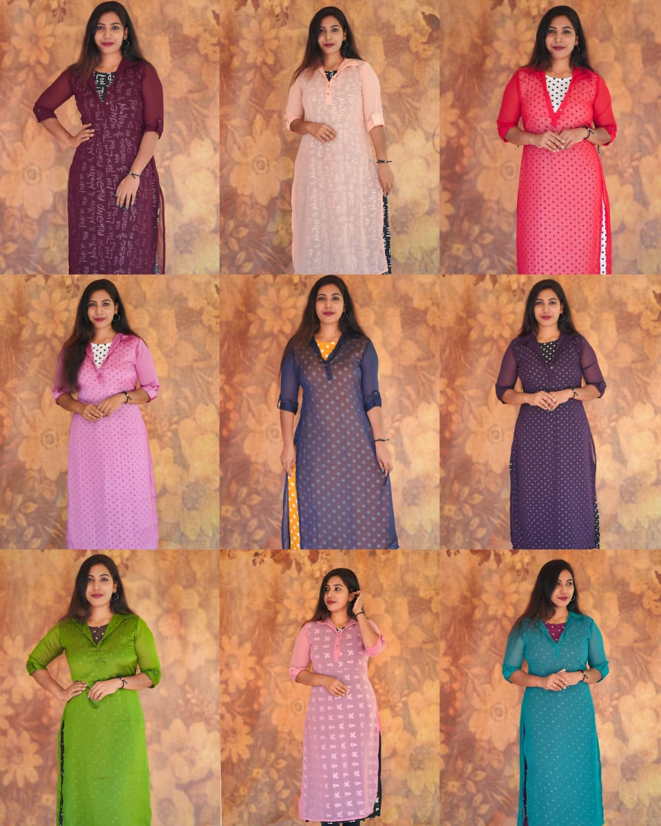 Fabric Butter Crepe Digital print+ Georgette T4