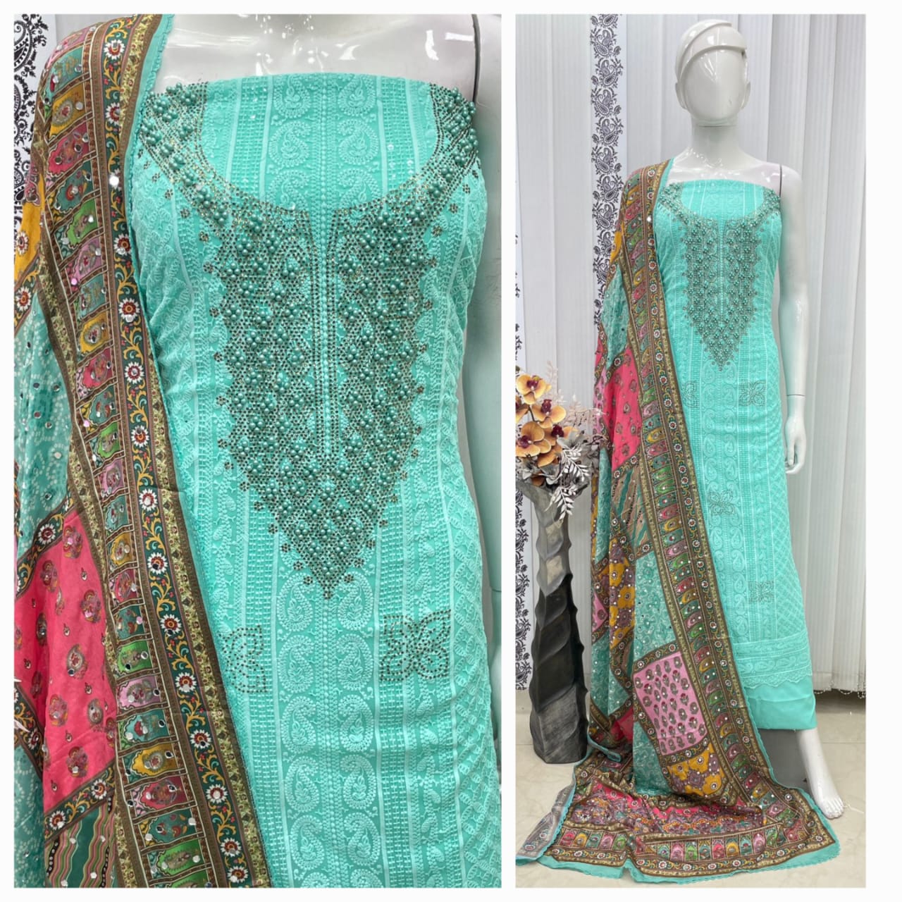 TOP GEORGETTE CHICKEN TICKI WITH LINING N6