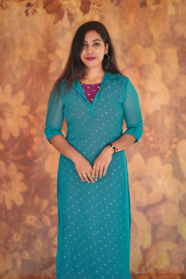 Fabric Butter Crepe Digital print+ Georgette top T1