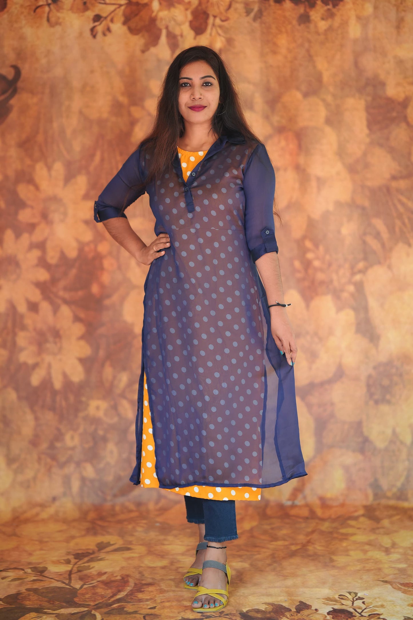 Fabric Butter Crepe Digital print+ Georgette T3