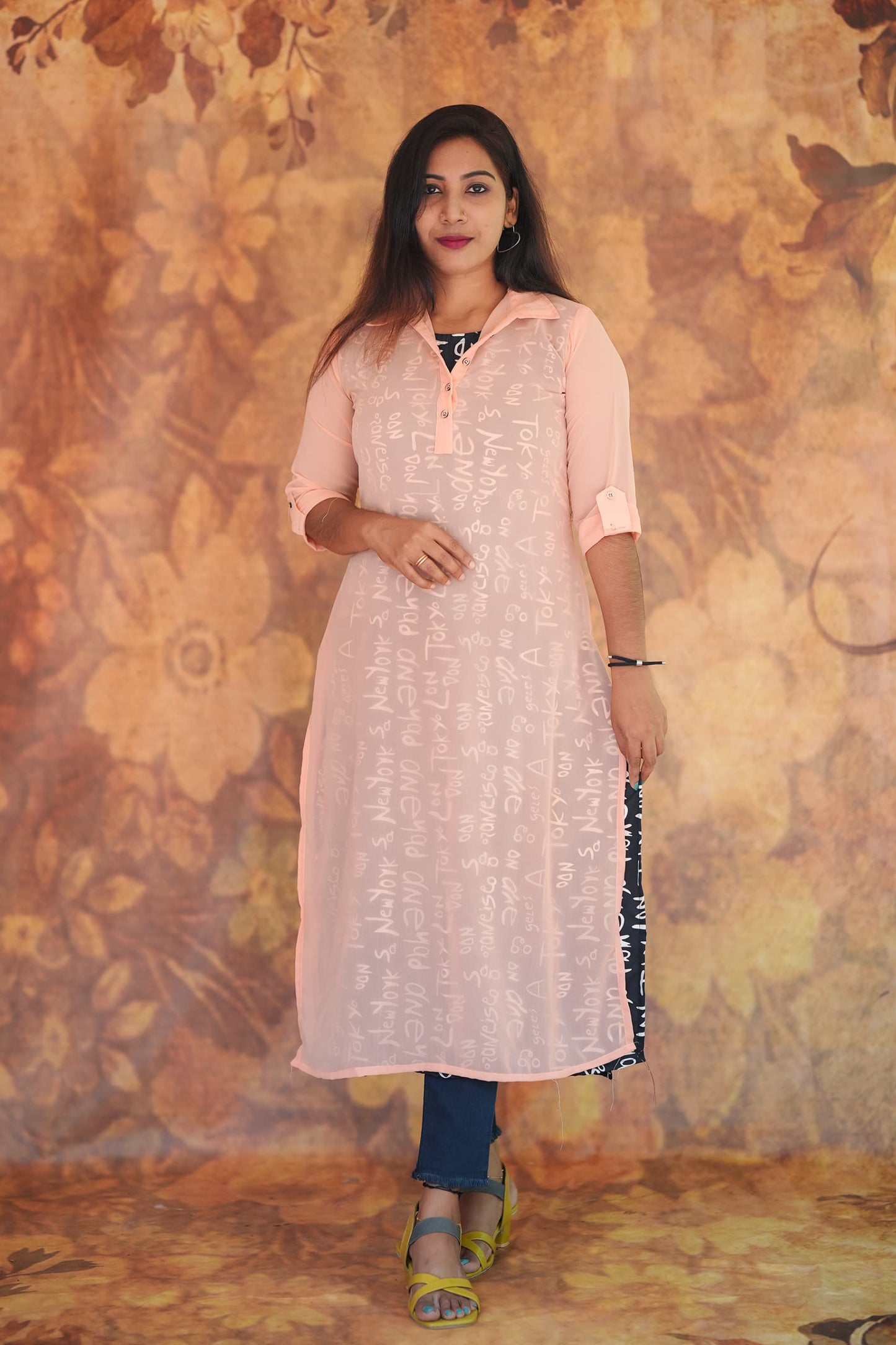 Fabric Butter Crepe Digital print+ Georgette T3