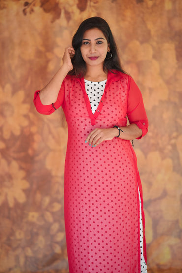 Fabric Butter Crepe Digital print+ Georgette T4