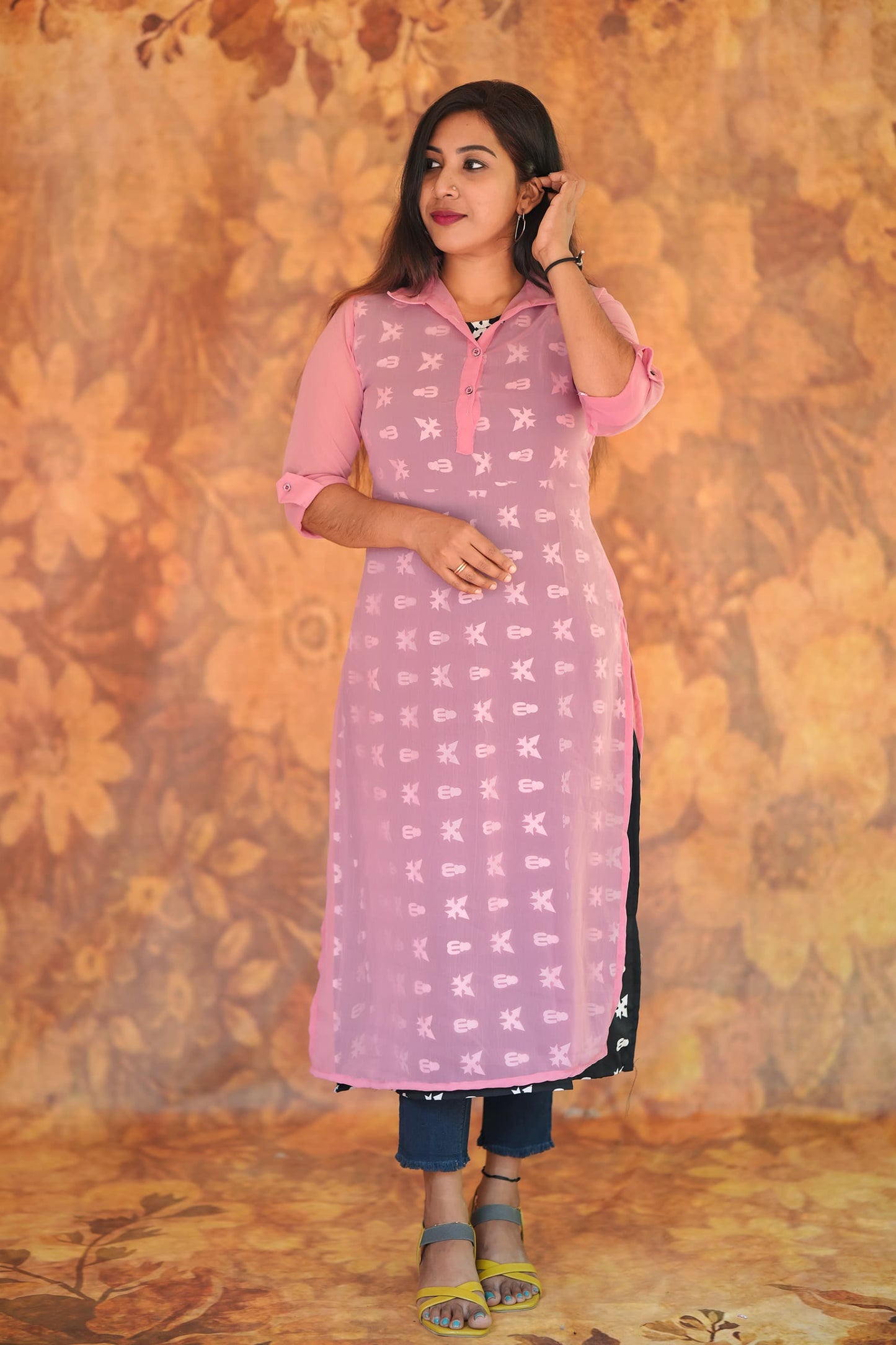 Fabric Butter Crepe Digital print+ Georgette T4