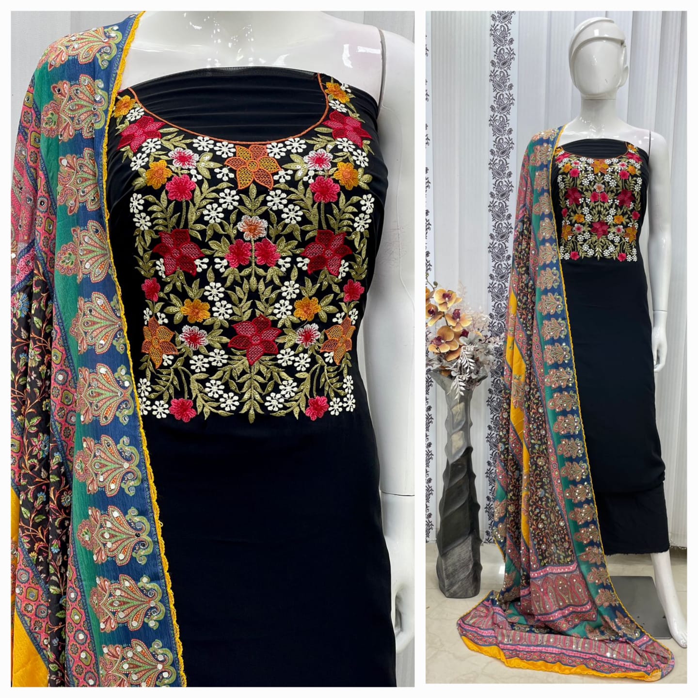 TOP GEORGETTE CHICKEN TICKI WITH LINING N1