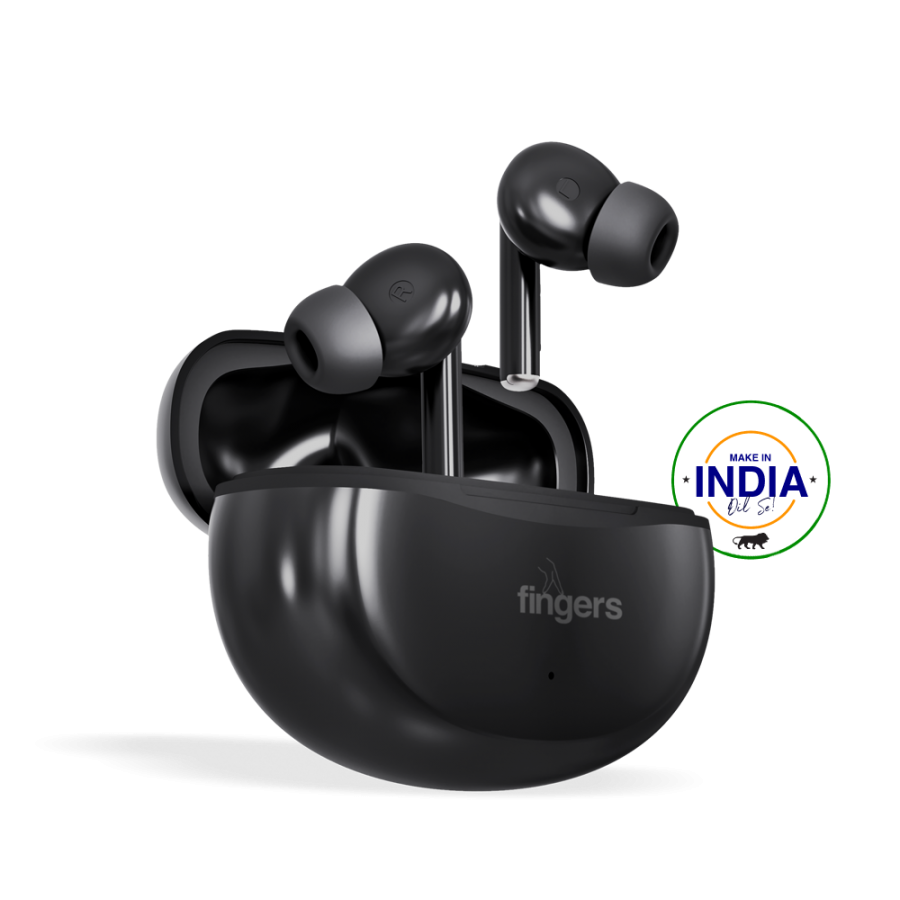 FINGERS Go-Hi-3 True Wireless Earbuds (17.5 Hours Playtime | in-Built Mic with Surround Noise Cancellation (SNC) Technology| Immersive Bass | IPX4 Sweat Resistant | Voice Assistant)